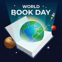 un mundo entero en un concepto de libro para el día mundial del libro vector