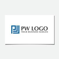 PW INITIAL LOGO DESIGN VECTOR