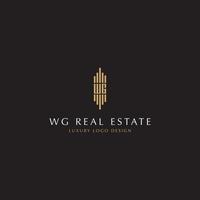 diseño de logotipo de lujo inmobiliario wg vector