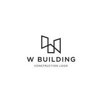 logotipo de construcción de líneas de construcción w vector