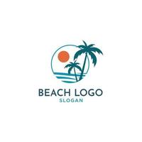 vector de diseño de logotipo de playa en círculo
