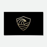 OCEAN WAVE AND SHIELD LUXURY LOGO vector