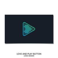 LOVE LOGO AND PLAY BUTTON DESIGN VECTOR