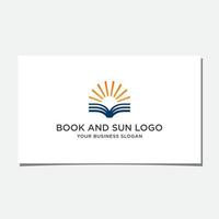 diseño de logotipo de libro y sol vector