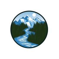vector de logotipo de río y montaña