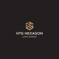 HTG INITIAL HEXAGON LOGO DESIGN vector