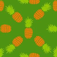 Cartoon doodle pineapple seamless pattern. Hand drawn fruit background. vector