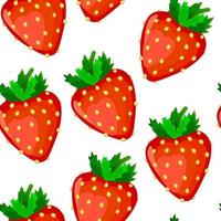 Seamless pattern with cartoon red strawberry. Fruit background. vector