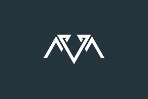 plantilla de vector de diseño de logotipo de letra mínima mv, vm o m