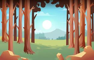 fondo de paisaje de bosque de verano vector