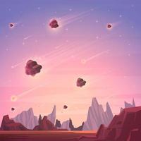 Meteor Shower In a Planet Background vector