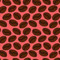 Seamless pattern with cartoon doodle linear coffee beans isolated on white background. vector
