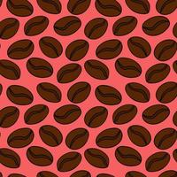 Seamless pattern with cartoon doodle linear coffee beans isolated on white background. vector