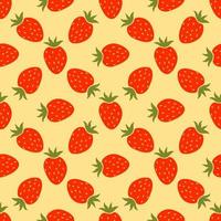 Seamless pattern with cartoon red strawberry. Fruit background. vector