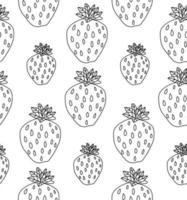 Cartoon doddle strawberry seamless pattern. Summer fruit background. Infinity berry card. vector