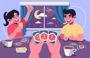 Playing Card at The Night with Family vector