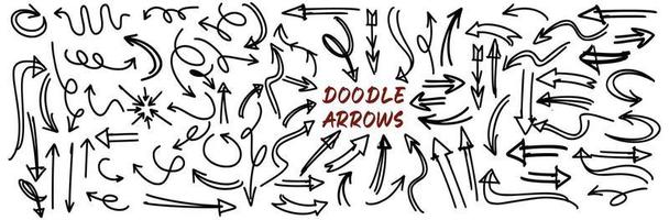 Set of Hand drawn vector arrows doodle on white background.design element vector illustration