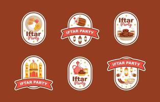 Iftar Party Label Collection vector