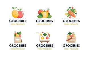 Groceries Shop Logo Collection vector