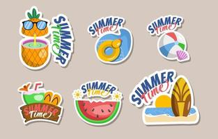 Set of Summer Sticker Collection vector