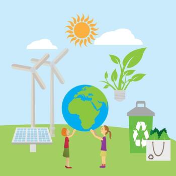 Vector Illustration of Save the Planet Concept. Flat Modern Design for Web Page, Banner, Presentation etc.