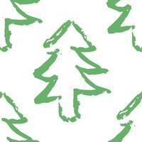 Green grunge spruce forest seamless pattern. Christmas tree background. vector