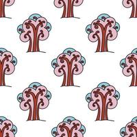 Fantasy tree seamless pattern. Forest background. vector