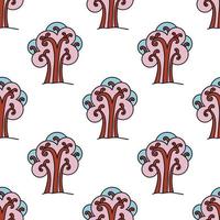 Fantasy tree seamless pattern. Forest background. vector