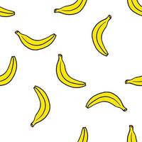 Seamless pattern with cartoon doodle banana. Fruit background. vector