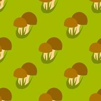 Cute cartoon mushrooms with grass in flat style seamless pattern. Woodland background. vector