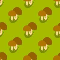 Cute cartoon mushrooms with grass in flat style seamless pattern. Woodland background. vector