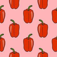 Cartoon doodle linear pepper seamless pattern. Vegetables background in hand drawn childlike style. vector