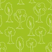 Seamless forest doodle pattern. Hand drawn sketch of trees background. vector