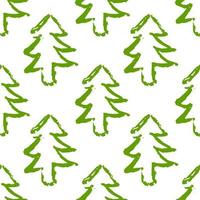 Green grunge spruce forest seamless pattern. Christmas tree background. vector