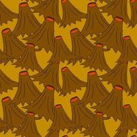 Abstract doodle volcano with hot crater seamless pattern. Mountain background. vector