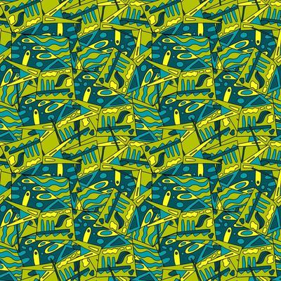 Cute abstract doodle artistic sketch seamless pattern. Background with crazy messy doodle art with different shapes, curls. Fantasy texture, textile, wrap, fabric.