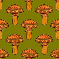 Cartoon doodle linear mushroom seamless pattern. Woodland, forest background. vector