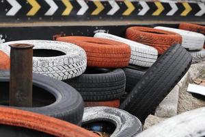 go kart area colorful tires top barricade old tires 2022 turkey ankara photo