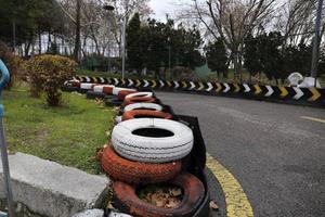 karting track area colorful tires fun adrenaline photo