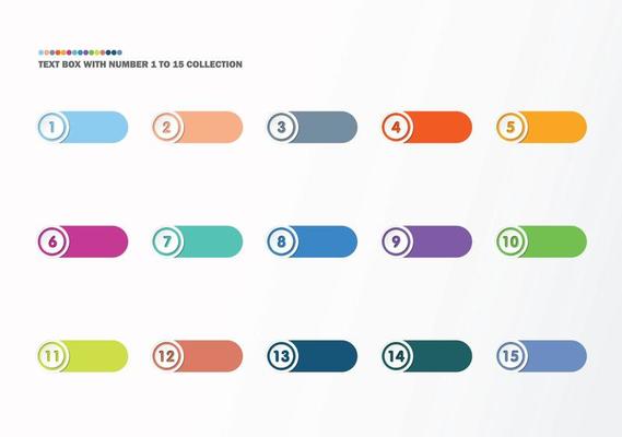 Bullet with number collection. Numbers from 1 to 15.