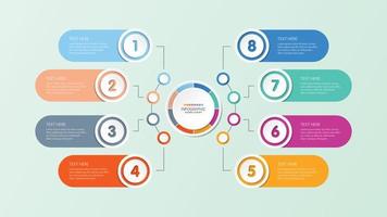 plantilla infográfica de círculo básico con 8 pasos, proceso u opciones, gráfico de proceso. vector