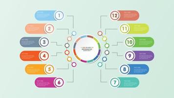 plantilla de infografía de círculo básico con 12 pasos, proceso u opciones, gráfico de proceso. vector