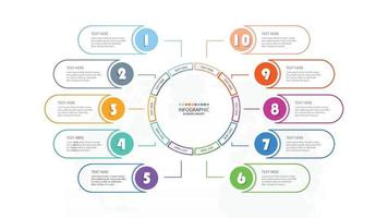 plantilla de infografía de círculo básico con 10 pasos, proceso u opciones, gráfico de proceso. vector