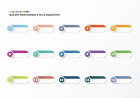 Bullet with number collection. Numbers from 1 to 15. Infographic buttons and points. vector