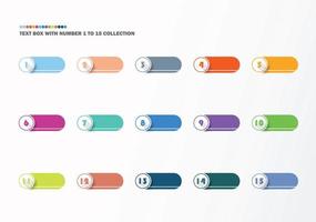 Bullet with number collection. Numbers from 1 to 15. Infographic buttons and points. Design easy to edit . Vector eps10.