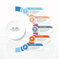 Basic circle infographic template with 5 steps, process or options, process chart, Used for process diagram, presentations, workflow layout, flow chart, infograph. Vector eps10 illustration.