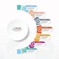 Basic circle infographic template with 7 steps, process or options, process chart, Used for process diagram, presentations, workflow layout, flow chart, infograph. Vector eps10 illustration.