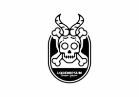 Line art of skull with horn vector