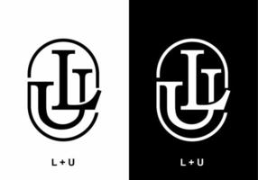 LU initial letter in oval shape vector