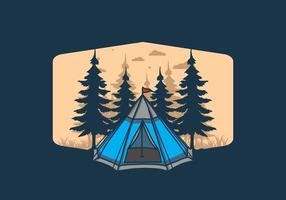 Cone tent and pine trees illustration vector